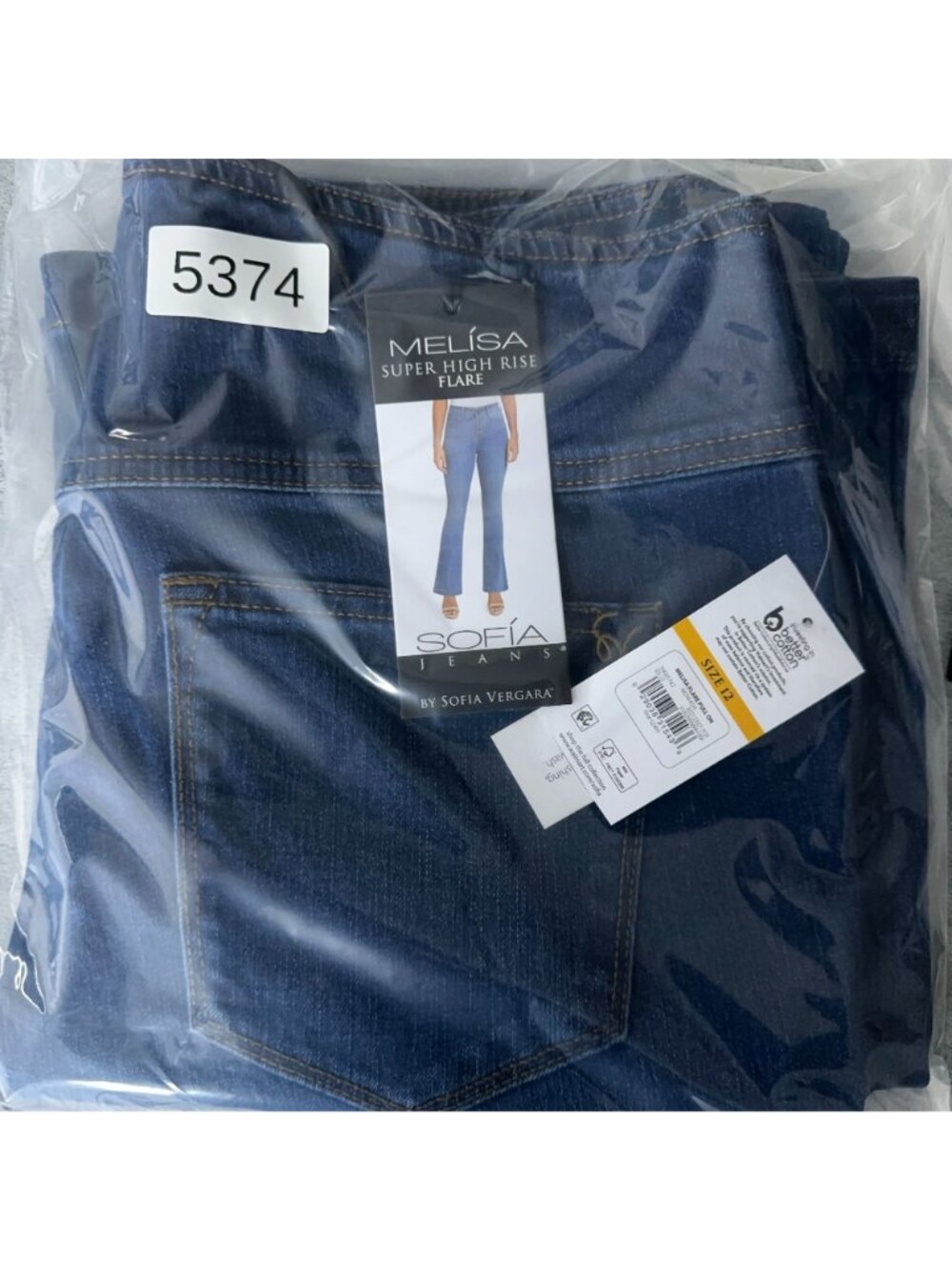 Sofia Jeans By Sofia Vergara Melissa Super High Rise Flare Jeans Size 12 Pull On - Picture 12 of 12